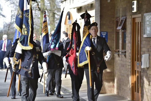 Standard bearers and guard of honour from the Royal British Legion Peterborough branch