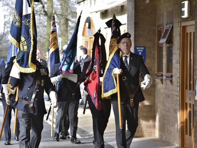 Standard bearers and guard of honour from the Royal British Legion Peterborough branch