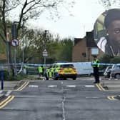 The scene in Orton Goldhay and the victim Baye Bireme Fall (inset).