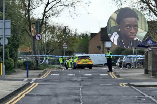 The scene in Orton Goldhay and the victim Baye Bireme Fall (inset).