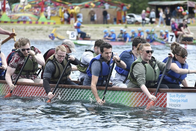 Dragon boat racing at the PCRC Rowing Course at Thorpe Meadows.
