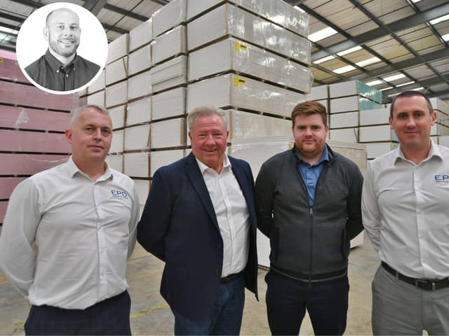 Peterborough-based EPD Insulation Group,  from left, Steve McMillan, Commercial Director, Steve Boon, CEO, Tony Brown, MD,  Lloyd Frith-Robinson, Finance Director. Inset: Ben Popple, sales director.