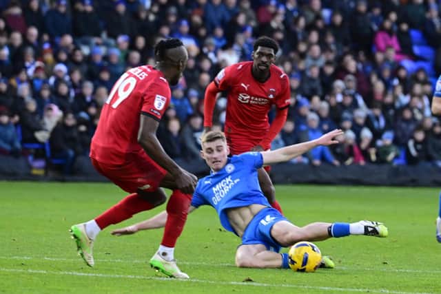 Ben Woods in action for Posh against Orient. Photo David Lowndes.