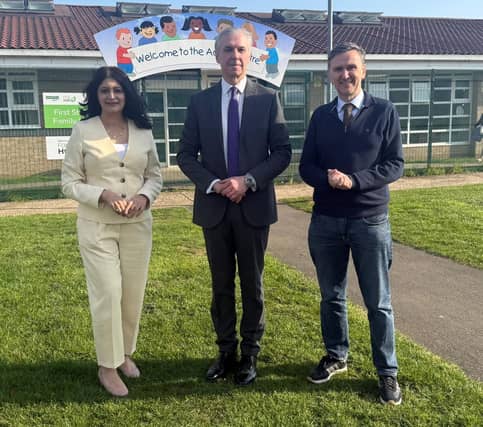 Shabina with Jonathan Jelley MBE JP and Andrew Pakes MP