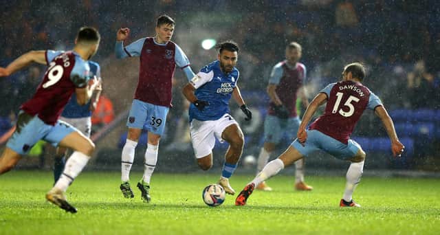Serhat Tasdemir in action for Posh v West Ham Under 21s in 2020. Photo: David Rogers/Getty Images.