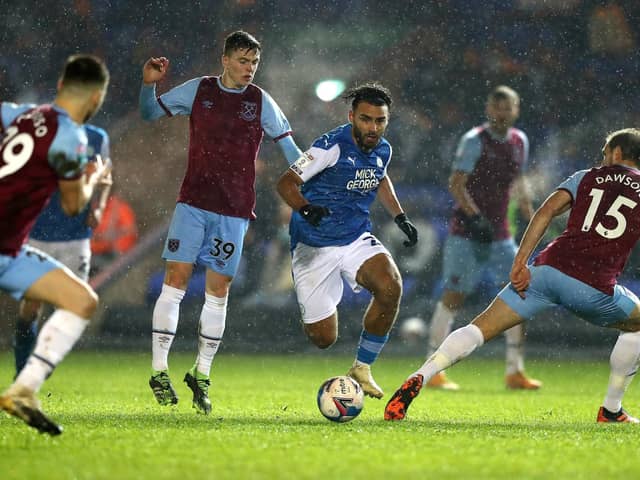 Serhat Tasdemir in action for Posh v West Ham Under 21s in 2020. Photo: David Rogers/Getty Images.