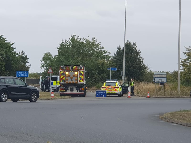 The entrance to the Barn Garden Centre on Gunthorpe Road closed by police.