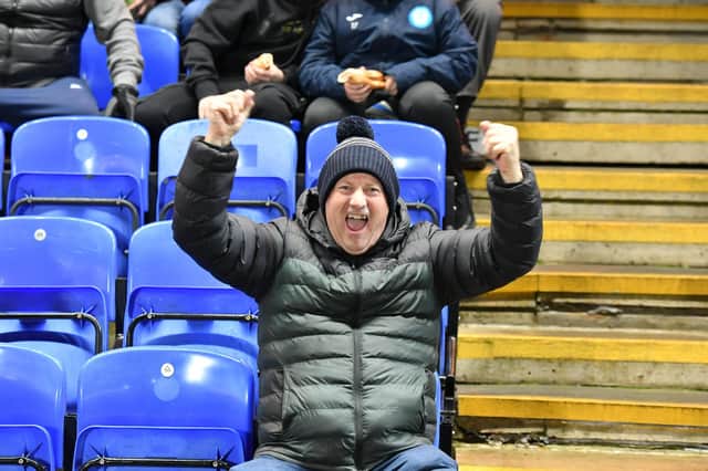 Peterborough United fans enjoy the big win over Northampton Town.--
