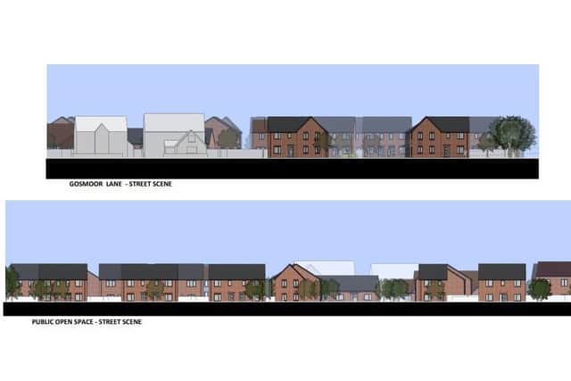 Planners show how the new 63-home development will affect Gosmoor Lane's current street scene