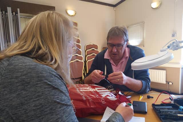 A repair under way at the Peterborough Repair Cafe