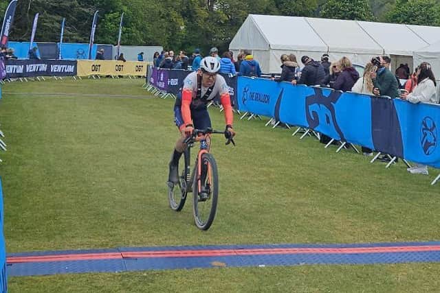 Jamie Murray finishing his gravel race in Scotland.