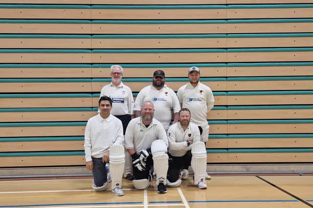 The Whittlesey CC indoor team, back row left to right, Pete Tarttelin, Brett Wright and Josh Fox, front, Chayan Mullick, Chris White and Ian Jones.