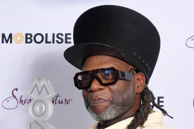Jazzie B poses with the Lifetime Achievement Award award in the winners room during the MOBO Awards 2024 at Utilita Arena Sheffield (Getty Images)