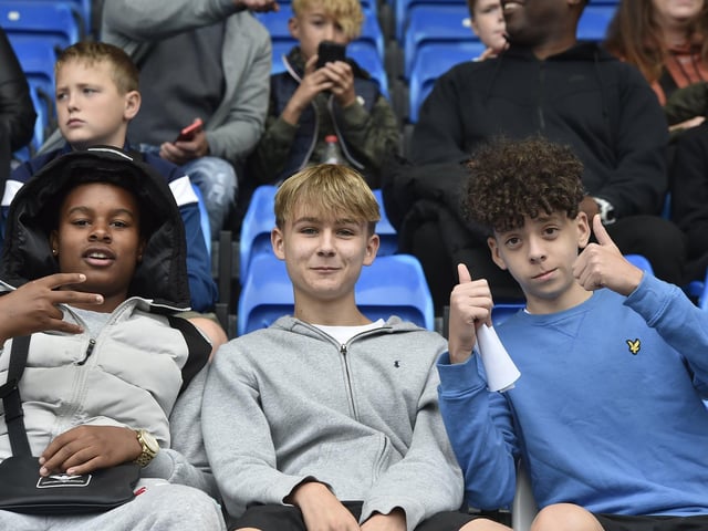 Peterborough United fans are pictured enjoying the win over Bristol Rovers.