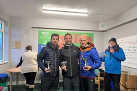 Kirk Brawn, Steve Hall and Simon Fell with North Midlands team awards.