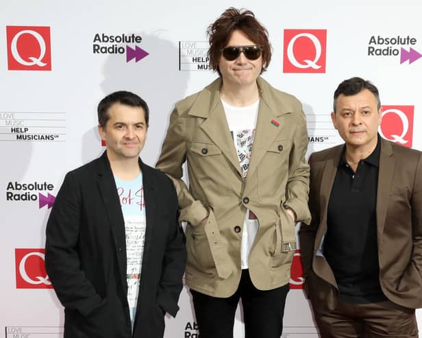 Sean Moore, Nicky Wire and James Dean Bradfield from the Manic Street Preachers (Photo by Tim P. Whitby/Getty Images)