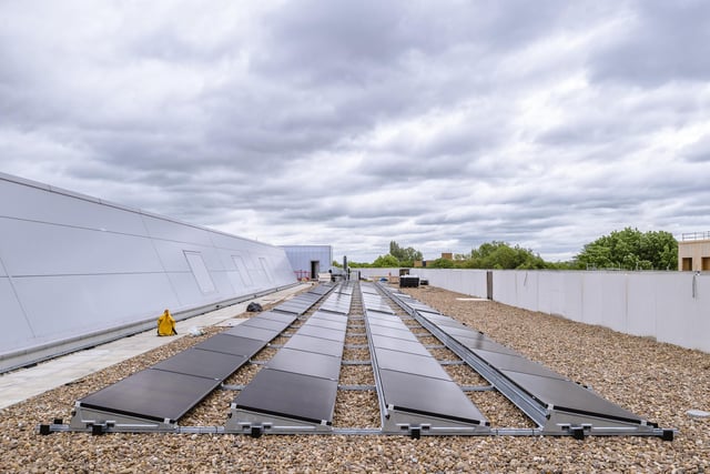 Solar panels on the roof of ARU Peterborough will be a source of renewable energy for the city's seat of learning.
