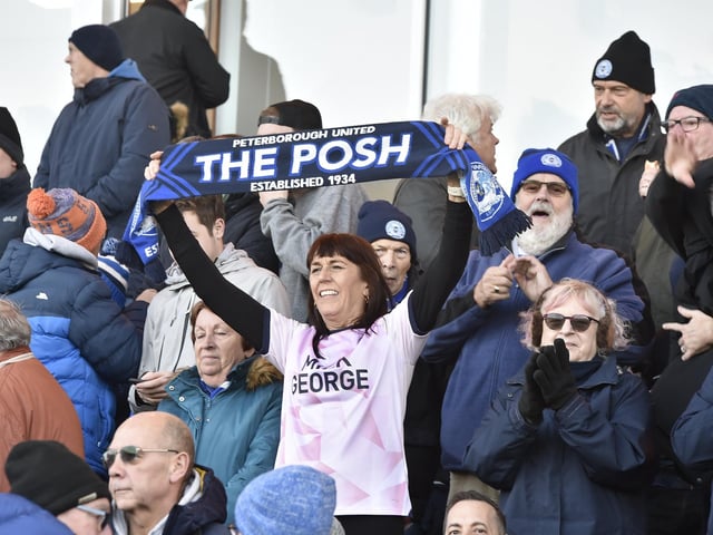 Peterborough United fans enjoy the impressive win over Oxford United.