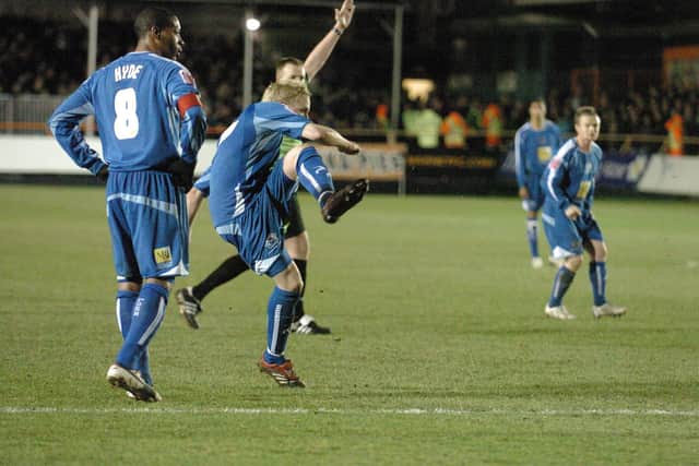 Jamie Day scores for Posh at Barnet.