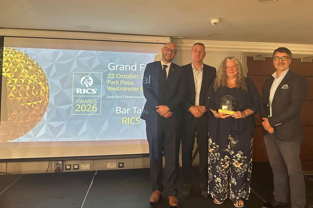From left, Willmott Dixon’s Construction Manager, Nick Johnstone, Drees & Sommer’s Senior Quantity Surveyor, David Pearson, CKH Director, Lynda Murawski and Drees & Sommer’s Divisional Director, Stuart Carter with the RICS award.
