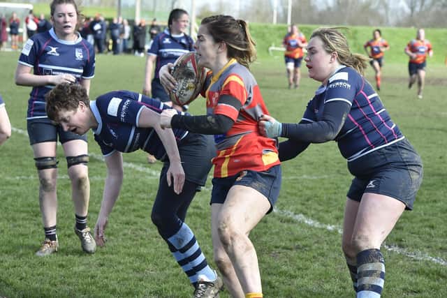 Action from Borough Ladies and Bedford Blues. Photo: David Lowndes.