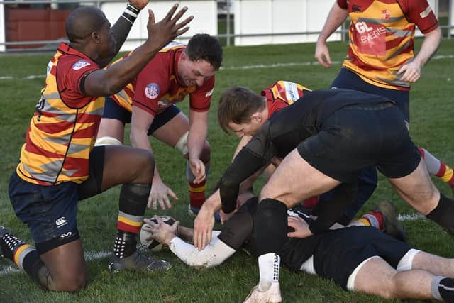 Mooki Tshepo (left) scored a try in a man of the match performance for Borough. Photo: David Lowndes.