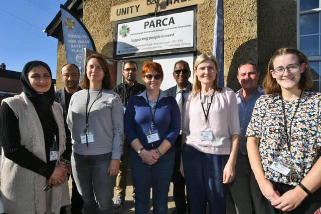 PARCA team of staff and volunteers at their premises at Unity Hall, Northfields Road.