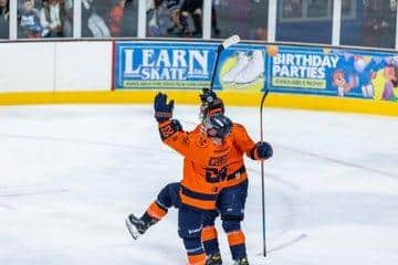 Will Weldon celebrates a cup final goal for Phantoms v Leeds. Photo: SBD Photography.