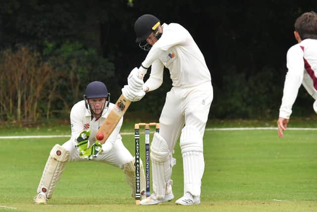 Marcus Papworth on his way to an unbeaten ton for Castor against March Town. Photo David Lowndes.
