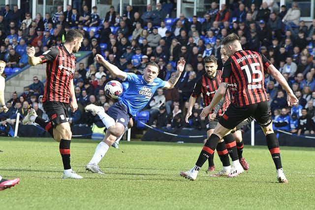 Ben Thompson in action for Posh against Ipswich. Photo: David Lowndes.