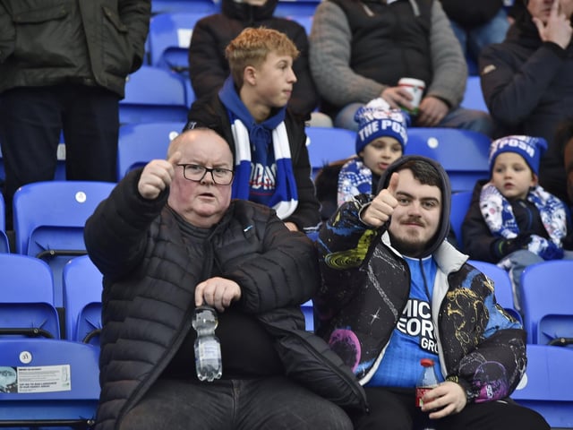 Peterborough United fans watch on as defeat to Wycombe spells the end for Grant McCann on 1st Jan 2023.