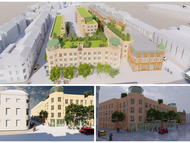 These images show how the Beales buildings in Westgate, Peterborough, could look after planned development works