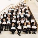 Students from the Thomas Clarkson Academy with their certificates from the Intermediate Mathematical Challenge.