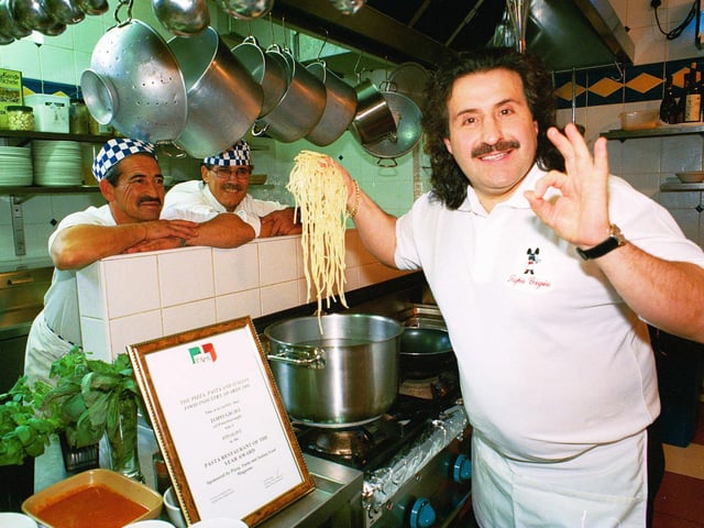 From the early 2000s - a night out at Peterborough's Topo Gigio - Rinaldo and the team