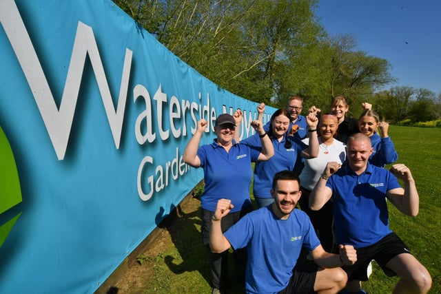 Staff celebrate reopening of the Waterside Garden Centre in Baston after floods
