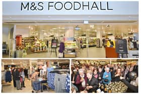 M&S bosses are looking to close their store in Peterborough's Queensgate Shopping Centre just eight years after opening. This image shows the entrance to the M&S Foodhall, top, and the crowds of customers who flocked to the store's opening in 2016, below, right, and browsing through the clothing department, below, left.