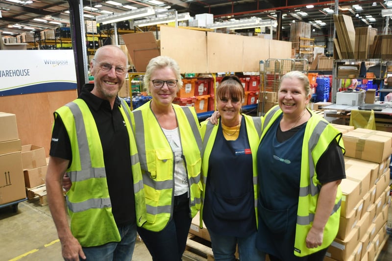 Long service employees Paul Gooding, Diane Bell, Sheena Spires and Karen Larrington at Whirlpool in Peterborough.