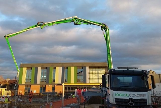 90 cubic metres of concrete have been pumped into foundations of the new Centre for Green Technology being built at Peterborough College.