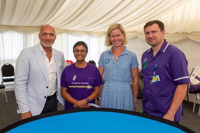 Left to right - Former English Test cricketer Mark Butcher, Consultant Surgeon Miss Jyoti Shah MBE, Bob Willis’ daughter Katie Reeves and Matron Cliff Hodgkins.