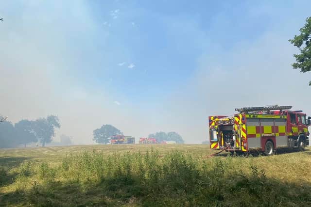 Leicestershire Fire Service on a call-out today to a grass fire in record temperatures for the county