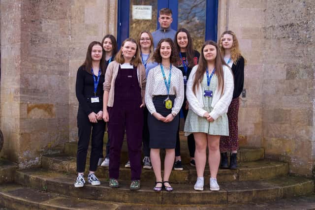 Students at Abbey College who have raised funds for road safety improvements.
