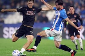 Harry Leonard scores for Posh at Huddersfield. Photo Joe Dent/theposh.com