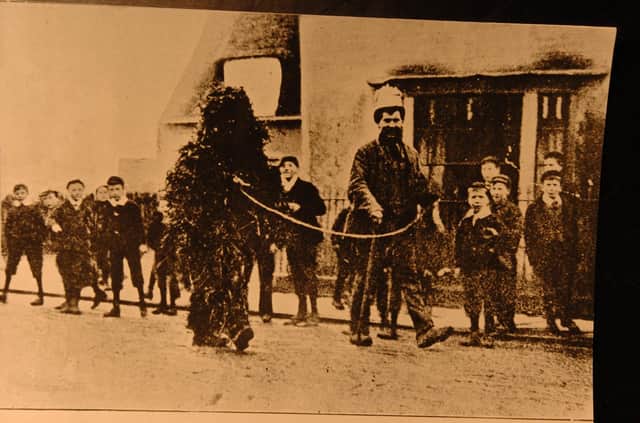 An early photo from a Straw Bear festival