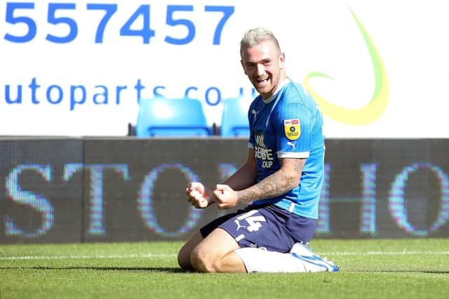 Jack Marriott after scoring one of his four League One goals for Posh this season. Photo: Joe Dent/theposh.com.