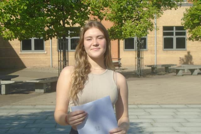 Hampton College student Austina celebrating her GCSEs