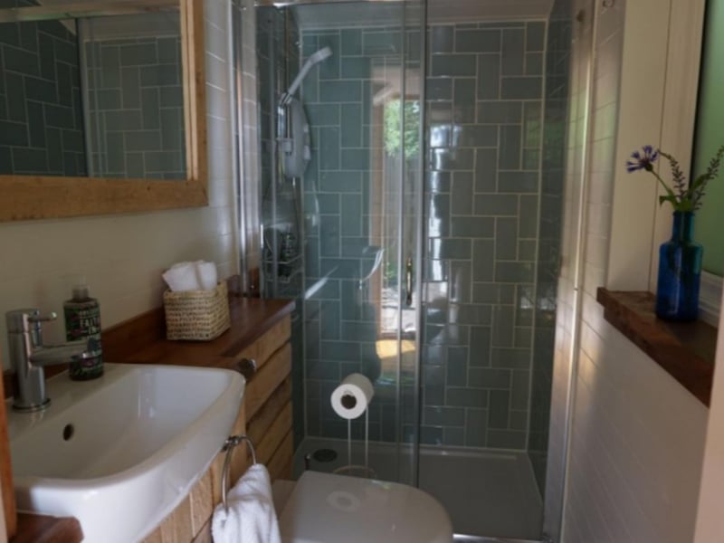 The shower room comes complete with luxury toiletries.