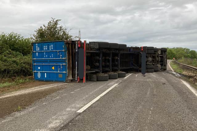 All of the drivers stopped by the BCH Road Policing Unit this week - including a lucky escape for the driver of this overturned lorry.