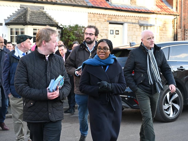 Kemi Badenoch canvassing in Stilton with Paul Bristow.