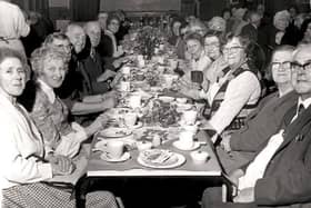 This photo shows the 1976 North Ward Christmas Dinner at Unity Hall in Millfield