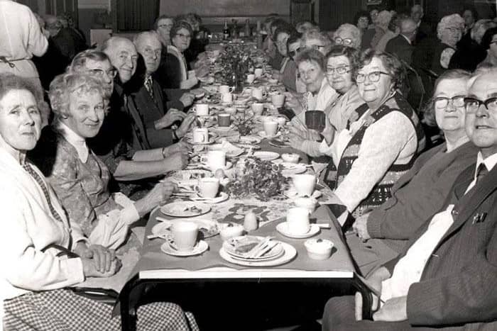 This photo shows the 1976 North Ward Christmas Dinner at Unity Hall in Millfield